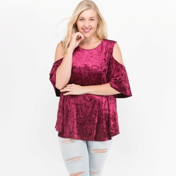 1x-3x New Plus Size Crush Velvet Swing Top - Picture 5 of 6